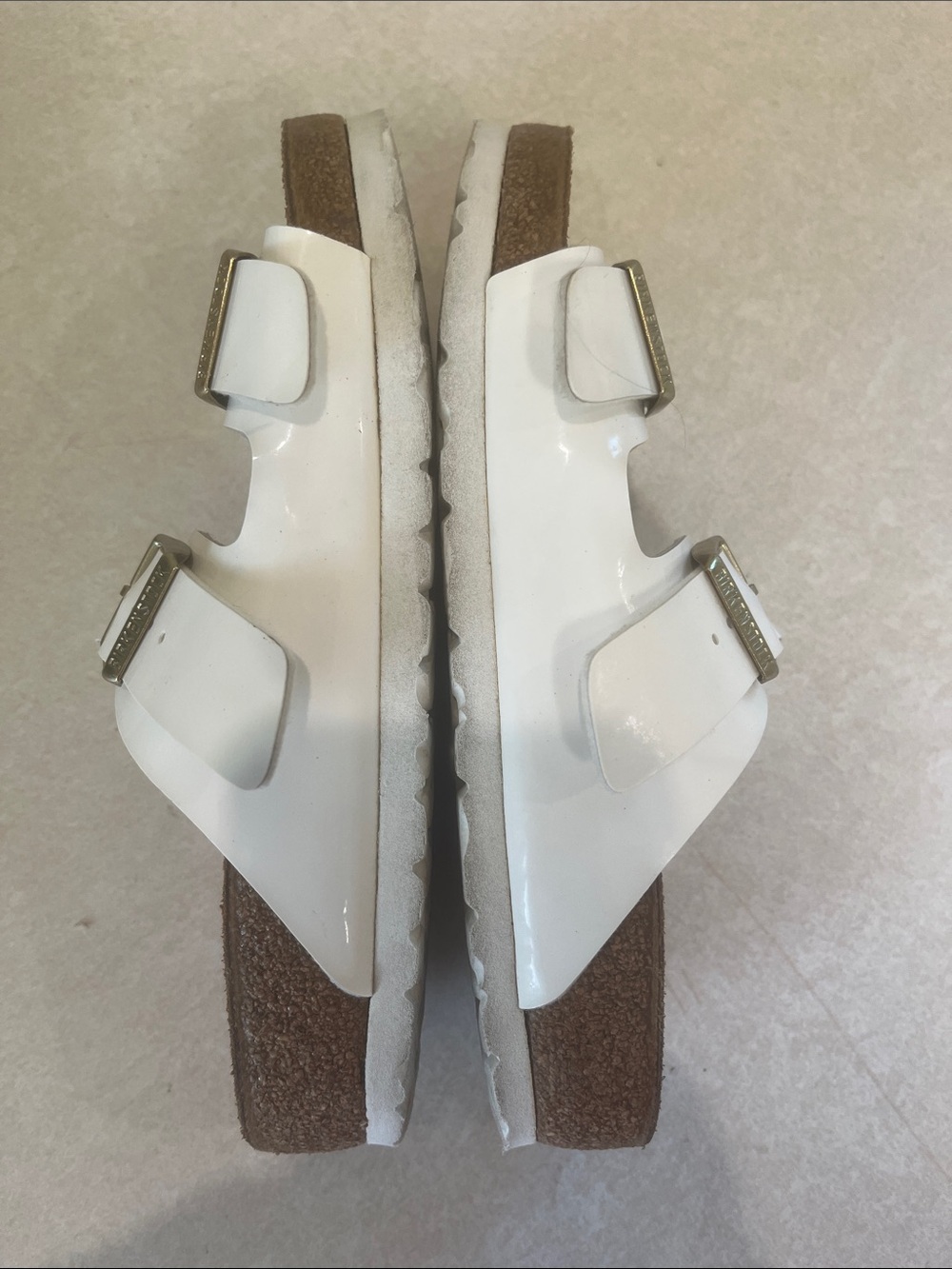 Birkenstock White Two-Strap Patent Slide Sz 5-51/2 (36) Great Condition - Picture 13 of 13